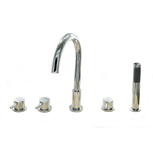 

Смеситель для ванны - Современный Хром Ванна и душ Керамический клапан Bath Shower Mixer Taps / Латунь / Три ручки пять отверстий