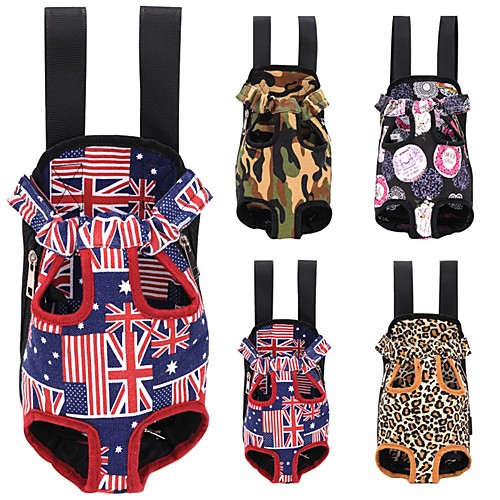 

Dog Carrier Bag & Travel Backpack Front Backpack Portable Breathable Pet Fabric Camouflage Color Leopard Red