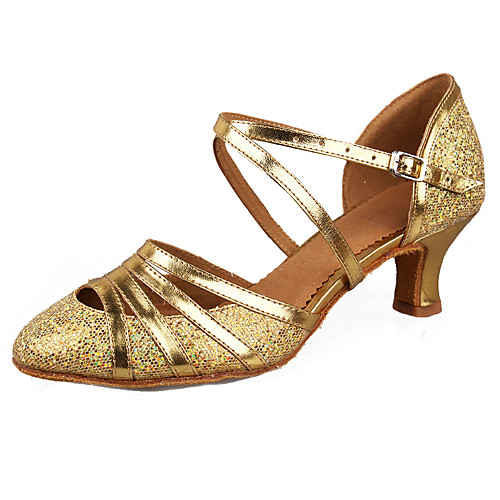 

Women's Latin Shoes / Ballroom Shoes / Salsa Shoes Paillette / Patent Leather / Leatherette Buckle Sandal / Heel Buckle Cuban Heel Customizable Dance Shoes Gold / Silver / Indoor / Performance / EU40