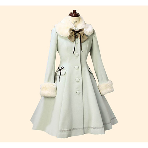 фото Принцесса sweet lolita зима пальто жен. девочки кружево хлопок японский косплей костюмы синий однотонный длинный рукав средняя длина Lightinthebox