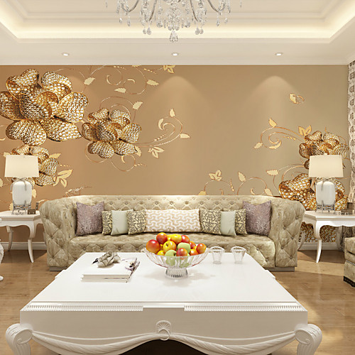 

золотые цветы индивидуальные 3d большие настенные покрытия настенные обои оборудованные ресторан спальня гостиная