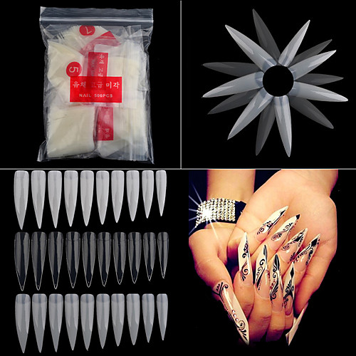 

500pcs pack long sharp stiletto false acrylic nail art tips