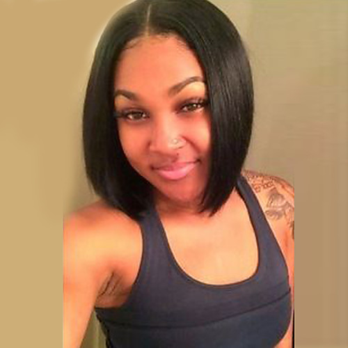 

Synthetic Lace Front Wig Straight Straight Bob L Part Wig Black#1B Synthetic Hair Women's Middle Part Bob Natural Hairline Black