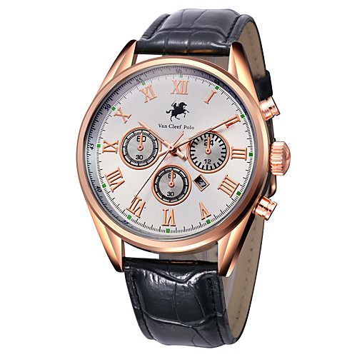 

Men's Sport Watch Quartz 30 m Leather Band Analog Black / Brown - Blue Black / Yellow Rose Gold