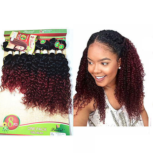 

8 14inch 8 pcs lot brazilian deep curly ombre burgundy color virgin hair brazilian virgin hair kinky curly hair weave bundles cheap human hair