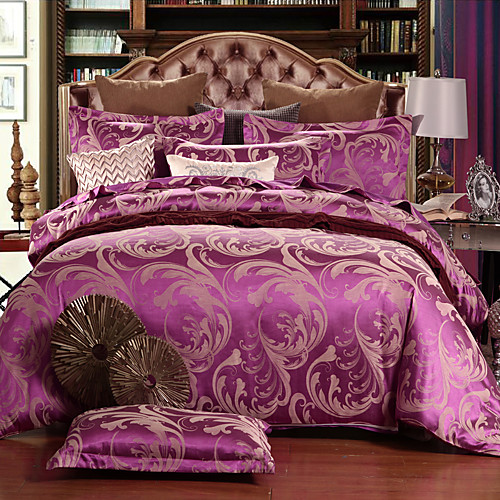 

Duvet Cover Sets Floral Silk / Cotton Blend Jacquard 4 PieceBedding Sets / 500 / 4pcs (1 Duvet Cover, 1 Flat Sheet, 2 Shams)