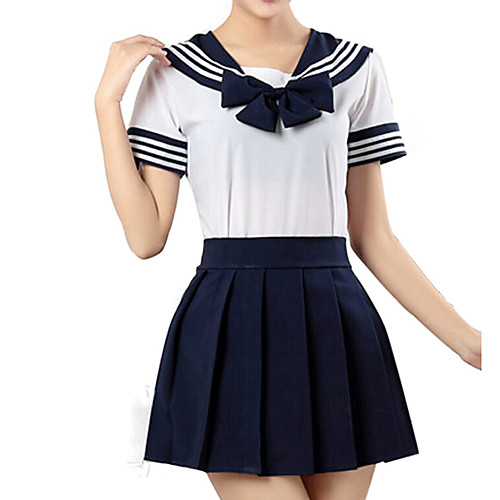 фото Вдохновлен Sailor Moon Школьницы Аниме Косплэй костюмы Косплей Костюмы Полоски С короткими рукавами Рубашка / Юбки Назначение Девочки Lightinthebox