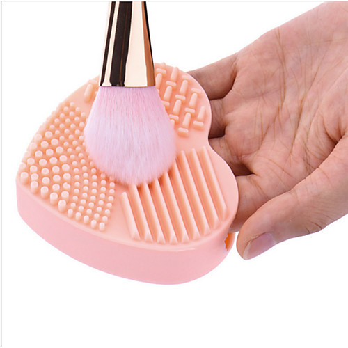 

1 pcs colorful heart shape clean the make up brushes for wash brush silica glove scrubber board random colors
