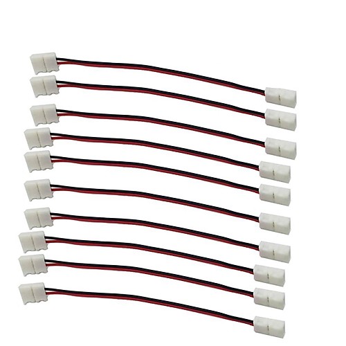 

10pcs / pack для того чтобы полосать с припой беспроволочной застежкой вниз 2pin проводником водить штепсельный разъем для 8mm широкий 3528 2835 одноцветный гибкий светодиодные полосы 8mm