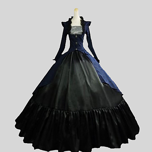 фото Готика lolita викторианский стиль платья инвентарь жен. хлопок для вечеринок выпускной японский косплей костюмы большие размеры индивидуальные черный с пышной юбкой однотонный рукав поэта Lightinthebox