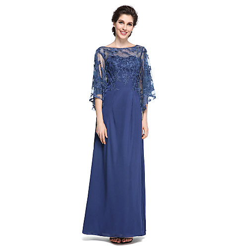 

Футляр Bateau Neck До щиколотки Шифон / Кружева Платье для матери невесты с Кружева от LAN TING BRIDE / See Through