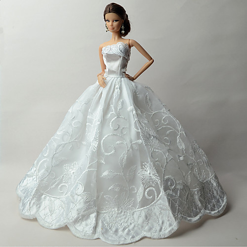 

Doll Dress Wedding For Barbiedoll Print Lace Organza Dress For Girl's Doll Toy