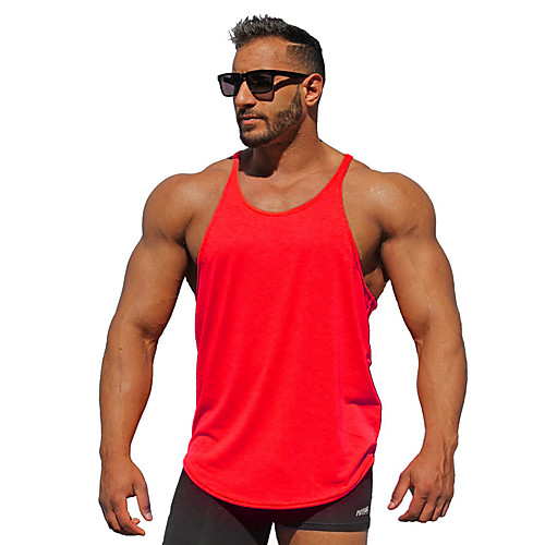 

Men's Graphic Solid Colored Basic Slim Tank Top Active Daily Sports Gym Round Neck Yellow / Red / White / Black / Navy Blue / Gray / Summer / Sleeveless