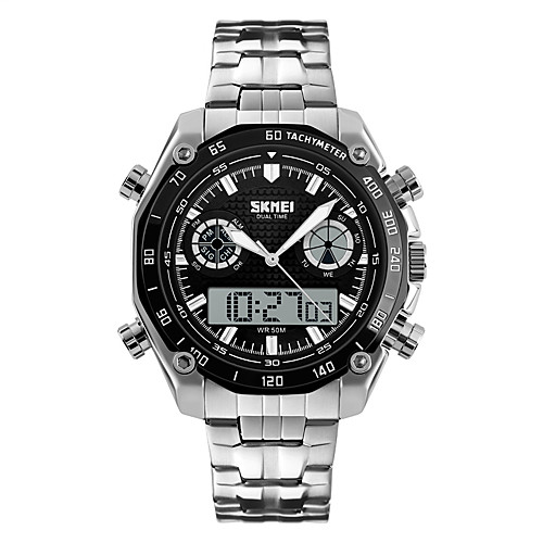 

Men's Sport Watch Wrist Watch Digital Watch Digital Japanese Quartz Stainless Steel Silver 30 m Water Resistant / Waterproof Alarm Calendar / date / day Analog - Digital Blue Black / Silver White