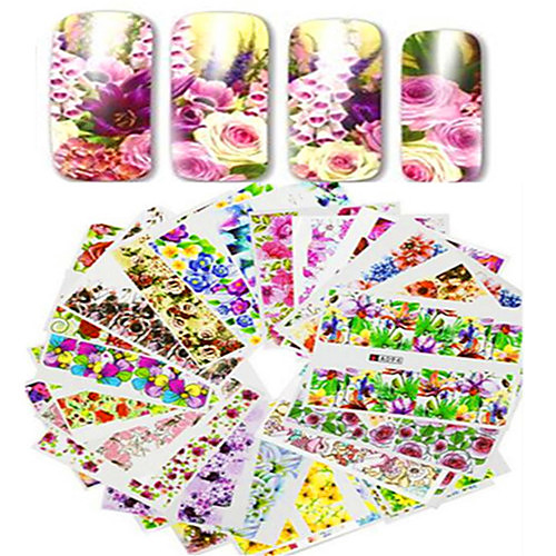 

48pcs/set Наклейка для переноса воды / Наклейка для ногтей Цветы / Наклейки для ногтей Наклейки / Дизайн ногтей