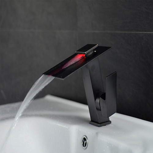 

Bathroom Sink Faucet - LED Oil-rubbed Bronze Centerset Single Handle One HoleBath Taps