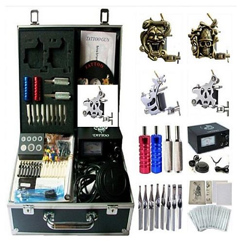 

BaseKey Professional Tattoo Kit Tattoo Machine - 4 pcs Tattoo Machines, Professional Aluminum Alloy 19 W Analog power supply 2 steel machine liner & shader / 2 alloy machine liner & shader