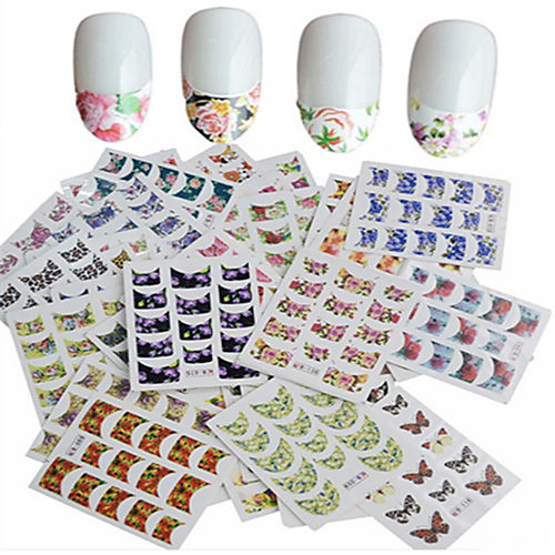 

44pcs/set Стикеры Наклейка для переноса воды Цветы маникюр Маникюр педикюр Цветы / Наклейки для ногтей