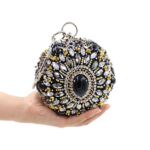 

Жен. Crystal / Rhinestone Вечерняя сумочка Хрустальные сумочки из хрусталя Полиэстер Цветочный принт Черный