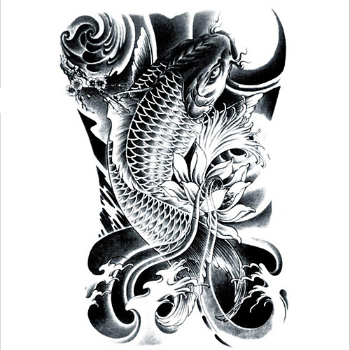 

lc2814-21-15cm-3d-large-big-tatoo-sticker-sketch-black-golden-fish-drawing-designs-cool-temporary-tattoo-stickers