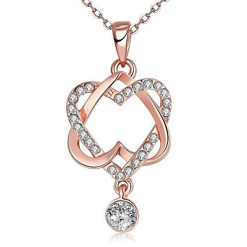 

Women's AAA Cubic Zirconia Pendant Necklace Chain Necklace Crossover Interwoven Necklace Flower Love Ladies Personalized Geometric Unique Design Zircon Rhinestone Rose Gold Plated Rose Gold Necklace