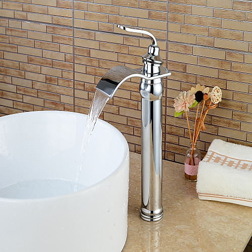

Ванная раковина кран - Водопад Хром По центру Одной ручкой одно отверстиеBath Taps / Латунь