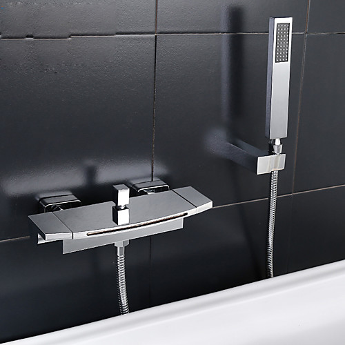 

Смеситель для ванны - Современный Хром Ванна и душ Керамический клапан Bath Shower Mixer Taps / Две ручки двумя отверстиями