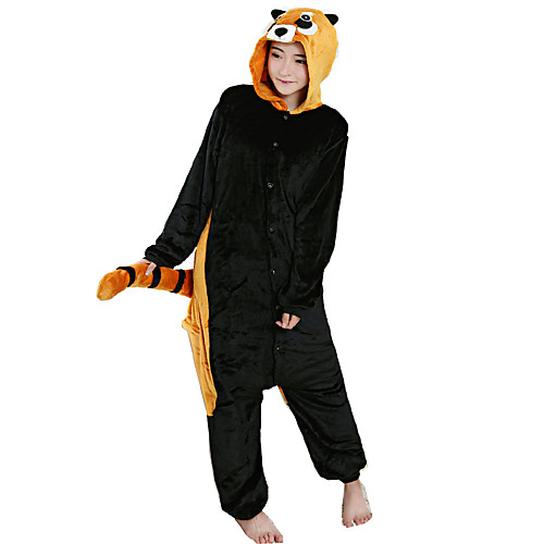 

Adults' Kigurumi Pajamas Raccoon Onesie Pajamas Flannel Toison Black Cosplay For Men and Women Animal Sleepwear Cartoon Festival / Holiday Costumes