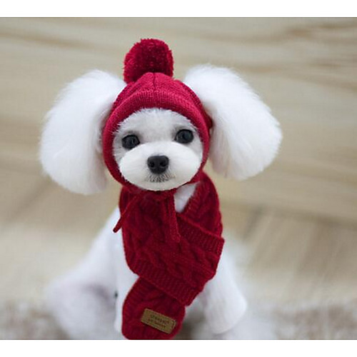 

Собака Платки и шапочки Шарф для собаки Зима Одежда для собак Красный Темно-синий Серый Костюм Хлопок Однотонный Сохраняет тепло S M