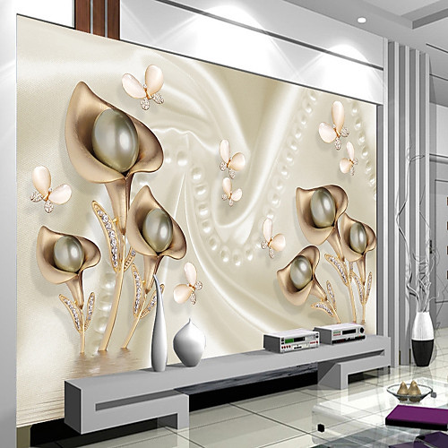 

пользовательские росписи обоев с тиснением лилии гостиная спальня телевизор фоне wall448 × 280 см