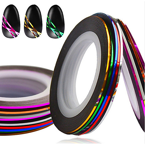 

10pcs set hot 1mm mixed colors nail art foil stripping tape line diy nail beauty
