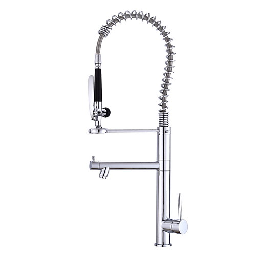 

Kitchen faucet - Single Handle One Hole Chrome Pull-out / ­Pull-down Vessel Contemporary