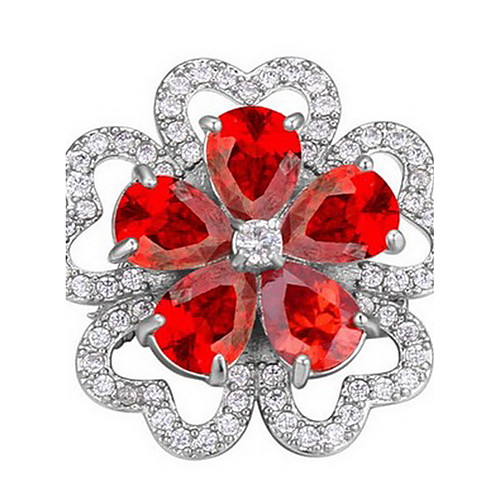

Women's Brooches - Zircon Flower Ladies, Personalized, Unique Design, Euramerican Brooch Jewelry White / Red / Rainbow For Party / Daily / Casual