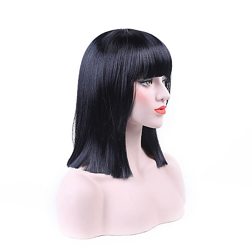 

Synthetic Wig Straight Straight Bob Wig Short Natural Black Synthetic Hair Women's Middle Part Bob Black