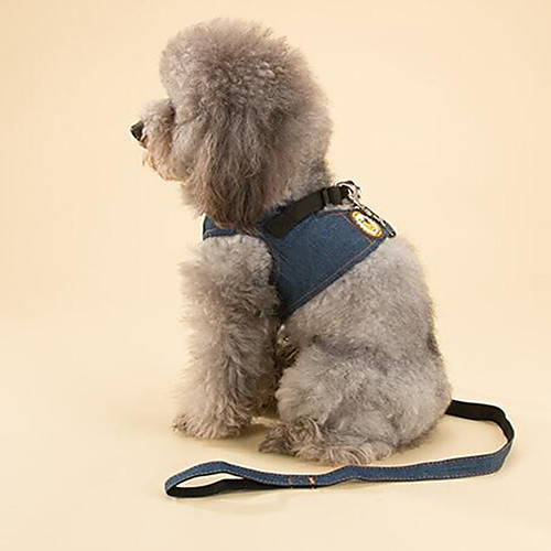 

Cat Dog Harness Leash Adjustable / Retractable Training Solid Colored Fabric Blue