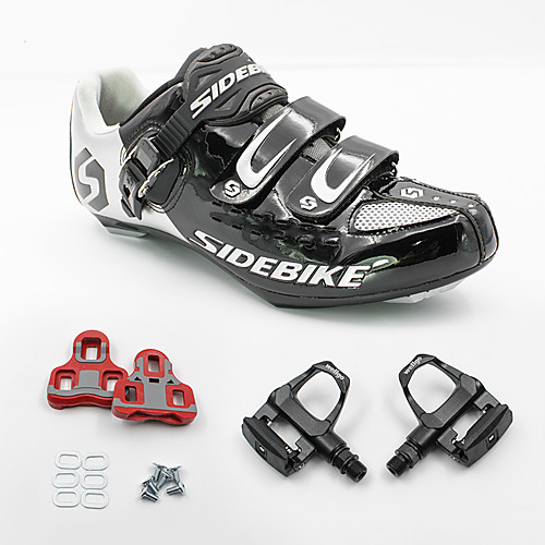 фото Sidebike велообувь с педалями и шипами обувь для шоссейного велосипеда нейлон и углеродное волокно велосипедный спорт / велоспорт дышащий anti-shake амортизация черно-белый / ультралегкий (ul) Lightinthebox