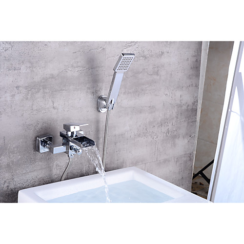 

Смеситель для ванны - Современный Хром По центру Керамический клапан Bath Shower Mixer Taps / Латунь / Одной ручкой Два отверстия