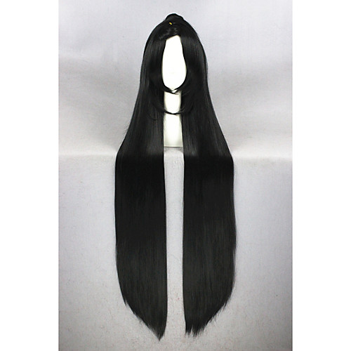 

long straight touken ranbu online jiroutachi black synthetic 48inch anime cosplay hair wigone ponytail cs 231e Halloween