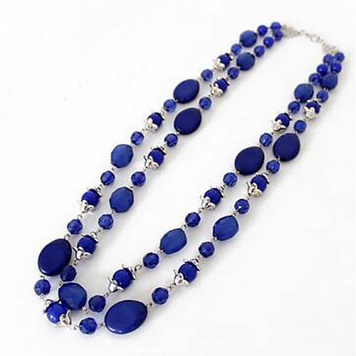 

Women's Synthetic Sapphire Pendant Necklace Statement Necklace Long Double Rosary Chain Flower Aquarius Ladies Fashion Euramerican Synthetic Gemstones Dark Blue Necklace Jewelry For Party Special
