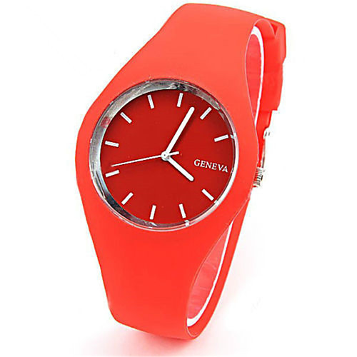 

Women's Fashion Watch Quartz Rubber Band Casual Blue Red Orange