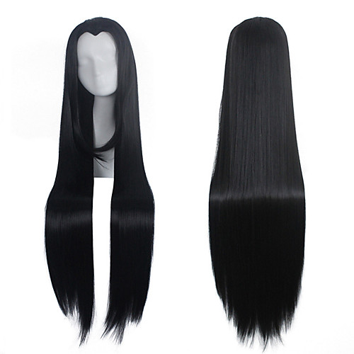 

new beauty natural black straight widow s peak long length cospaly wig Halloween