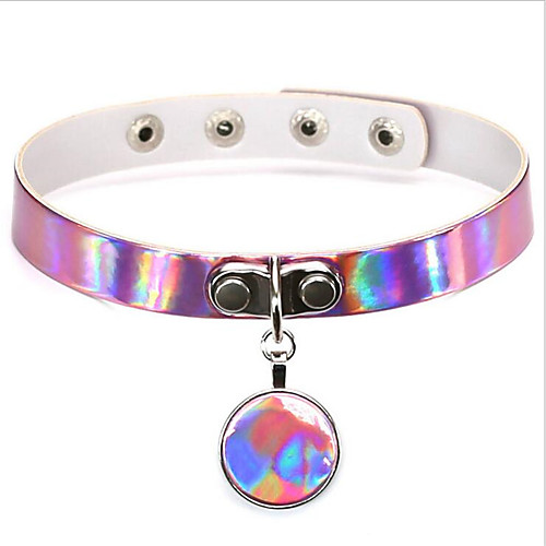 

Women's Moonstone Choker Necklace Collar Necklace Ladies Personalized Dangling Vintage Leather Zinc Alloy White Pink Light Blue Necklace Jewelry For Christmas Gifts Wedding Party Special Occasion