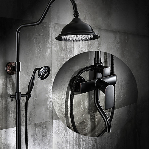 

Shower Faucet - Antique Oil-rubbed Bronze Centerset Ceramic Valve Bath Shower Mixer Taps / Brass / Single Handle Three Holes