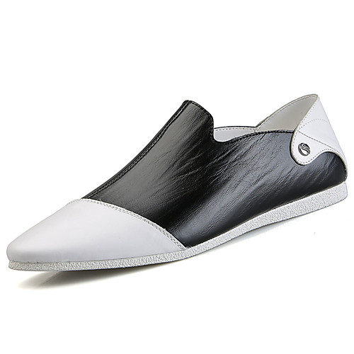 

Муж. Comfort Loafers Кожа Весна / Осень Удобная обувь Мокасины и Свитер Для прогулок Белый / Черный
