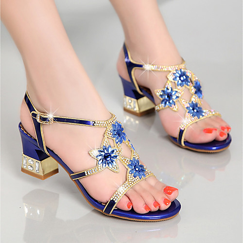 

Women's Sandals Glitter Crystal Sequined Jeweled Chunky Heel Rhinestone PU Club Shoes Summer Purple / Gold / Blue / Party & Evening / Party & Evening / EU40