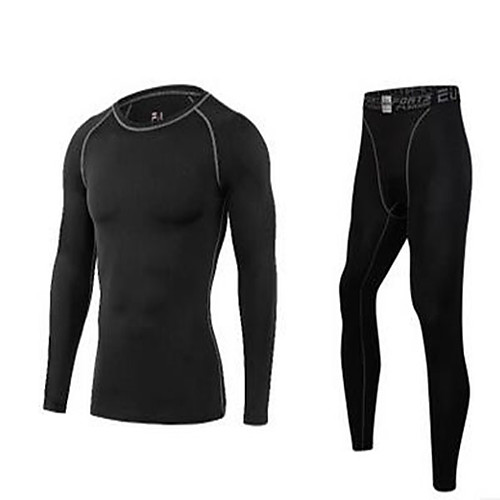 

Men's 2-Piece Tracksuit 2pcs Winter Exercise & Fitness Breathable Quick Dry Sportswear Clothing Suit Long Sleeve Activewear