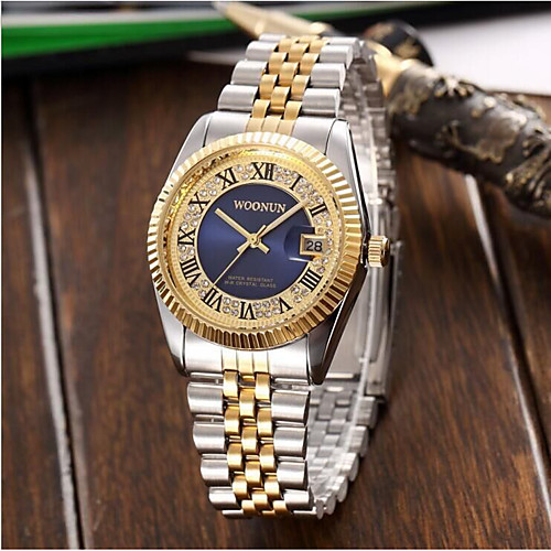 

Men's Fashion Watch Quartz Silver Analog Dark Blue Gold / White