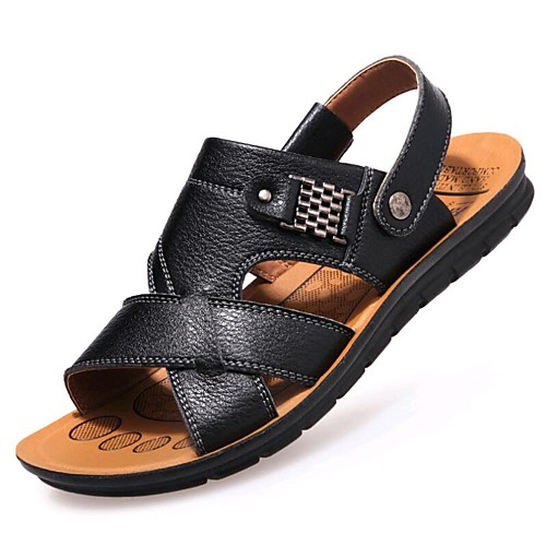 

Men's Comfort Shoes Leather Spring / Summer Sandals Walking Shoes Black / Brown / Khaki / Casual / Rivet / Outdoor / EU40