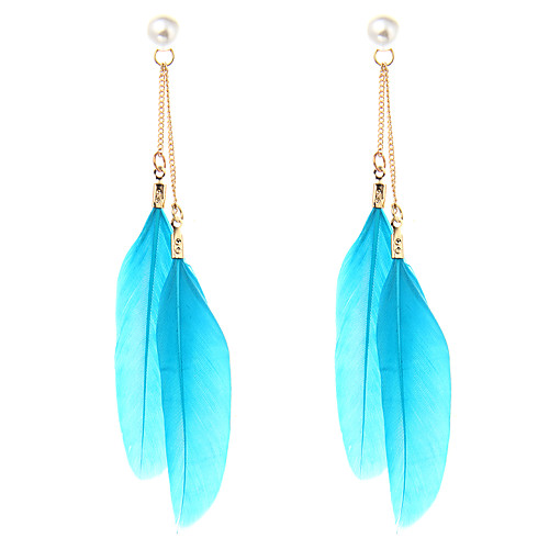 

Women's Drop Earrings Wings Animal Ladies Unique Design Punk Hip-Hop Elegant British Imitation Pearl Feather Earrings Jewelry Gray / Blue / Khaki For Housewarming Business Casual Beach Bikini