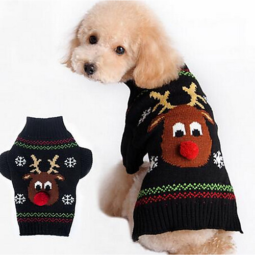 

Собака Плащи Свитера Зима Одежда для собак Черный Красный Костюм Хлопок Мультипликация На каждый день Мода Рождество XXS XS S M L XL